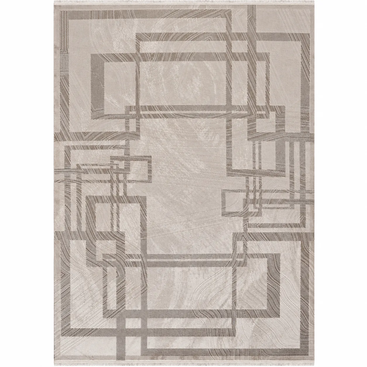 Pierre Cardin Beverly Koleksiyonu Modern Soyut Geometrik Desenli Vizon Bej Halı