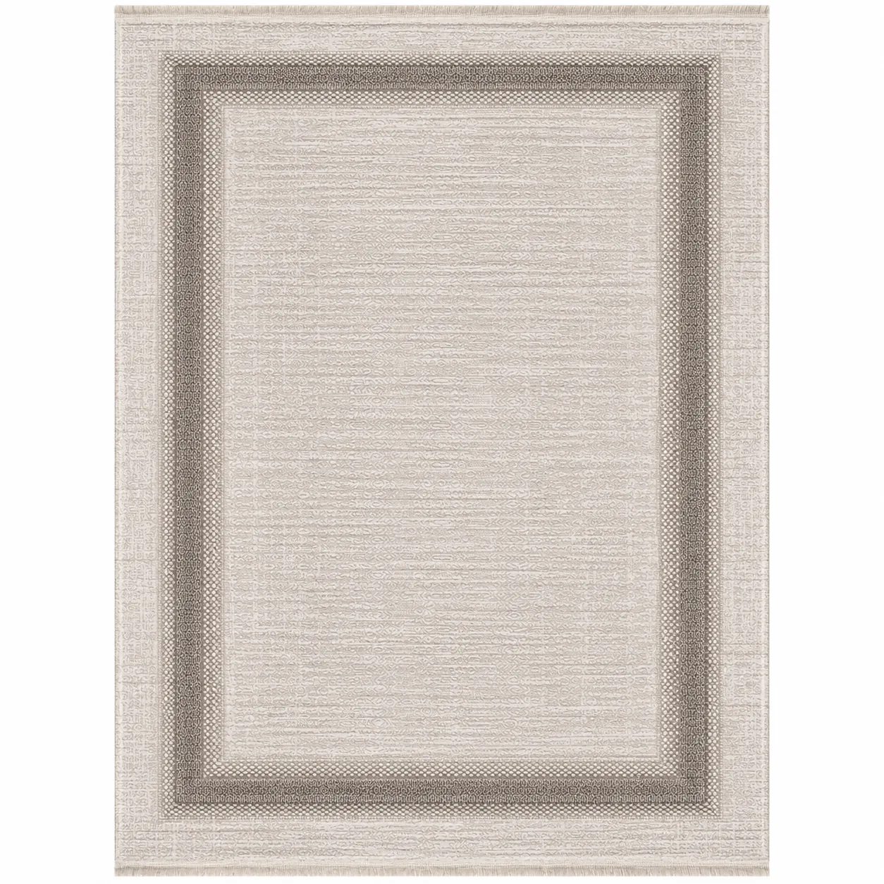 Pierre Cardin Alegra Koleksiyonu Modern Bordür Desenli Bej Vizon Halı