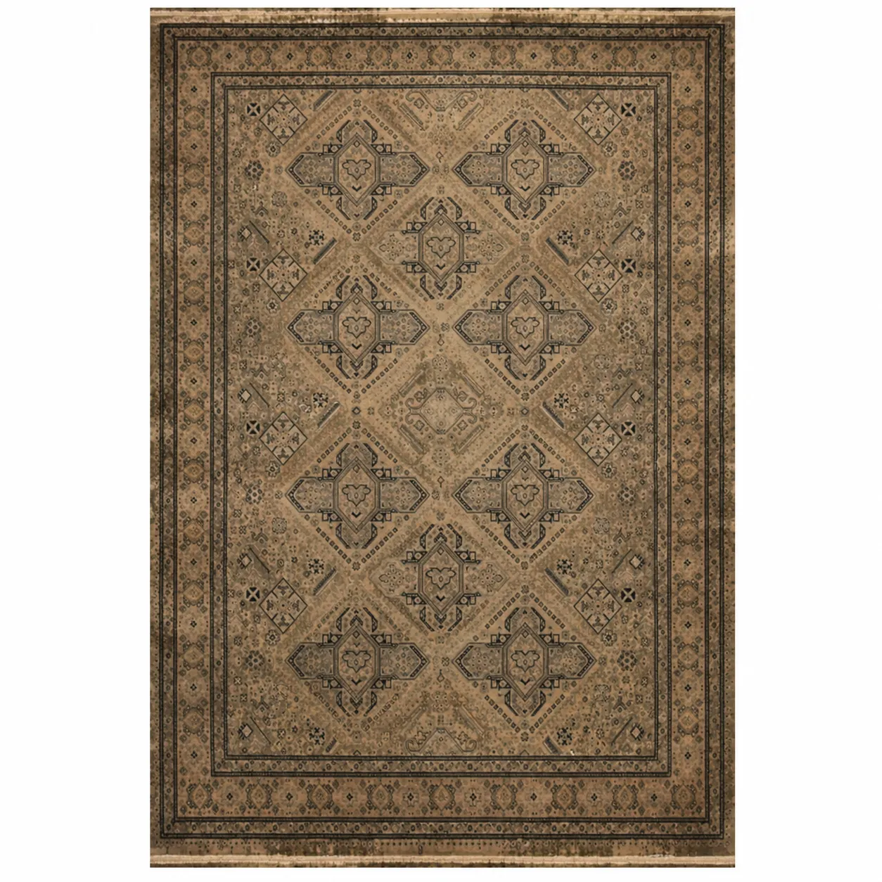 Royal Halı Prime Koleksiyonu Camel Kahve Geometrik Madalyon Desenli Halı