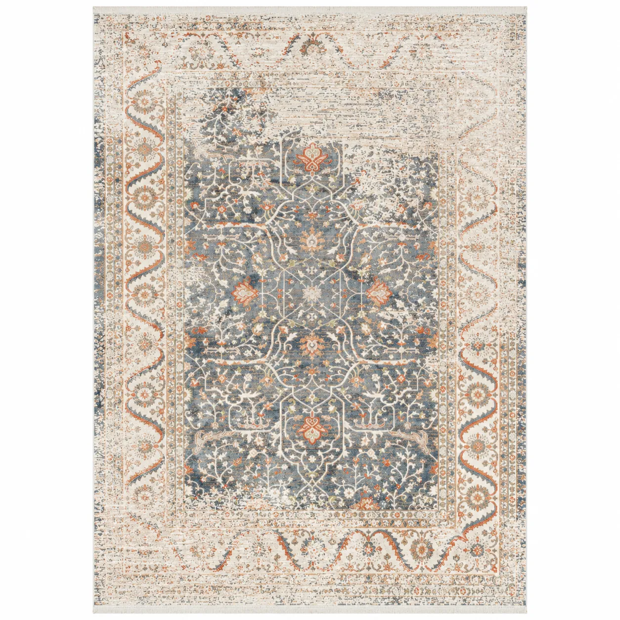 Royal Halı Bearny Koleksiyonu Gri Krem Vintage Desenli Halı