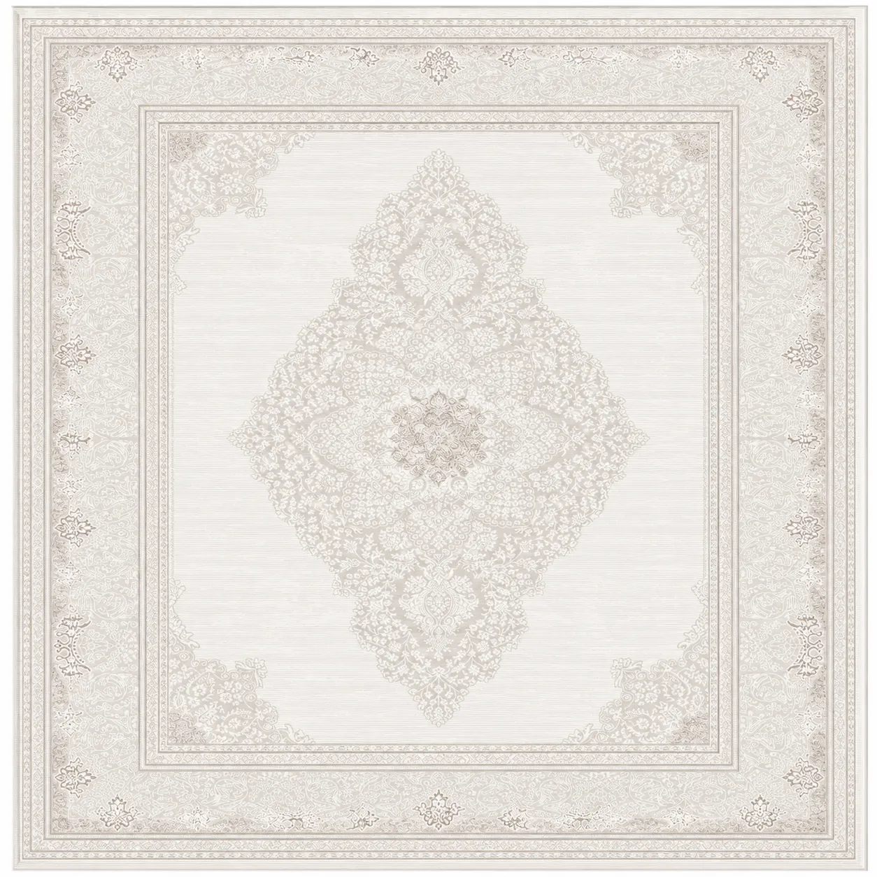 Royal Halı Kimroyal Koleksiyonu Krem Bej Klasik Madalyon Desenli Halı