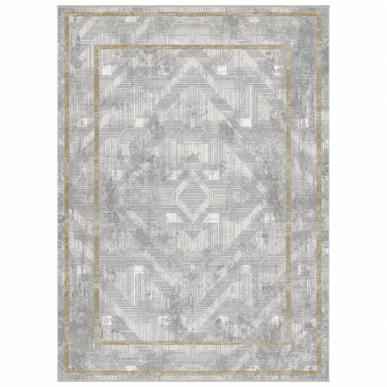 Royal Halı Bearny Koleksiyonu Gri Gold Geometrik Desenli Halı