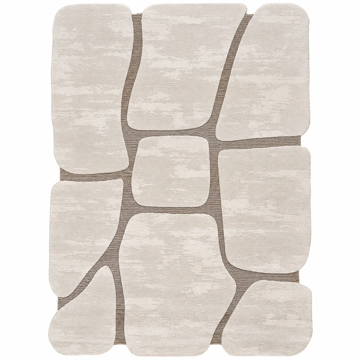 Pierre Cardin Eliz Koleksiyonu Modern Organik Geometrik Desenli Krem Vizon Halı