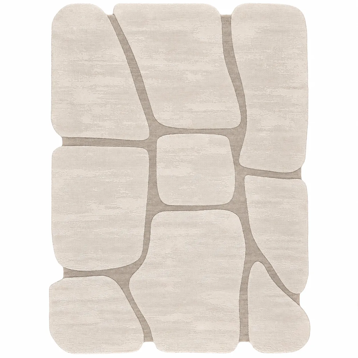 Pierre Cardin Eliz Koleksiyonu Modern Organik Geometrik Desenli Krem Vizon Halı